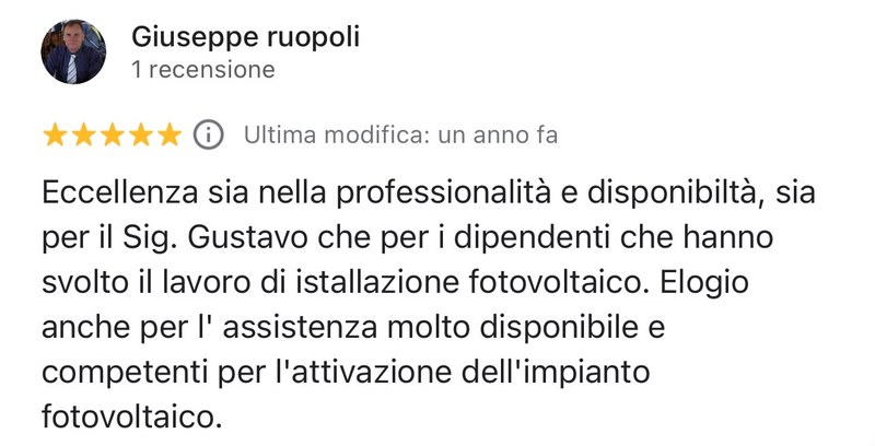 Recensione Google cliente New Energy 3