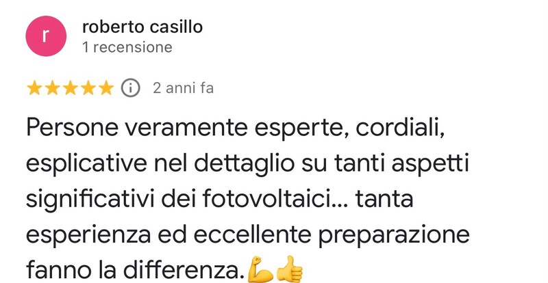 Recensione Google cliente New Energy 5