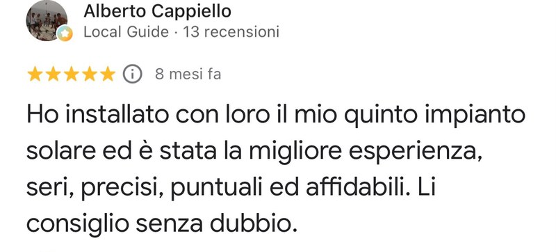 Recensione Google cliente New Energy 6