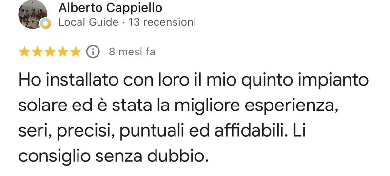 Recensione Google cliente New Energy 9