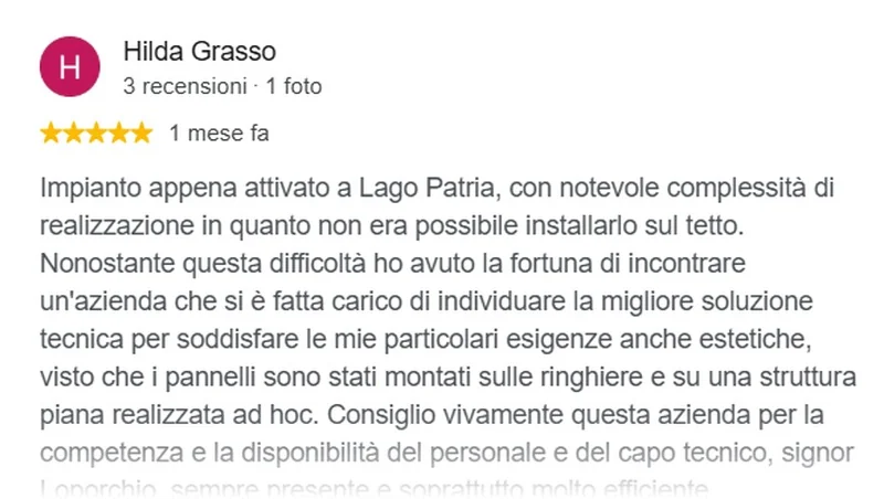 Recensione Google cliente New Energy 13