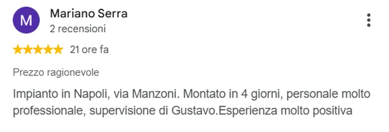 Recensione Google cliente New Energy 3